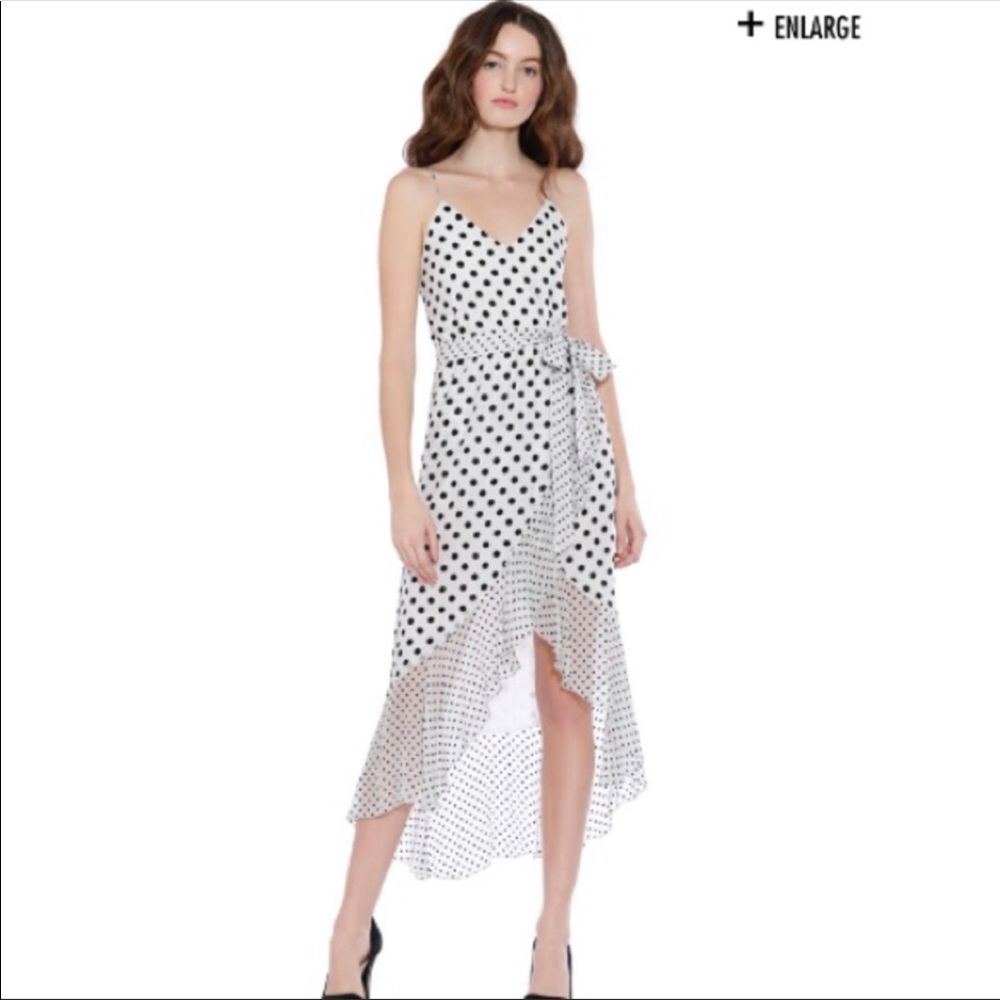 Alice + Olivia Mable Polka Dot Faux-Wrap Dress